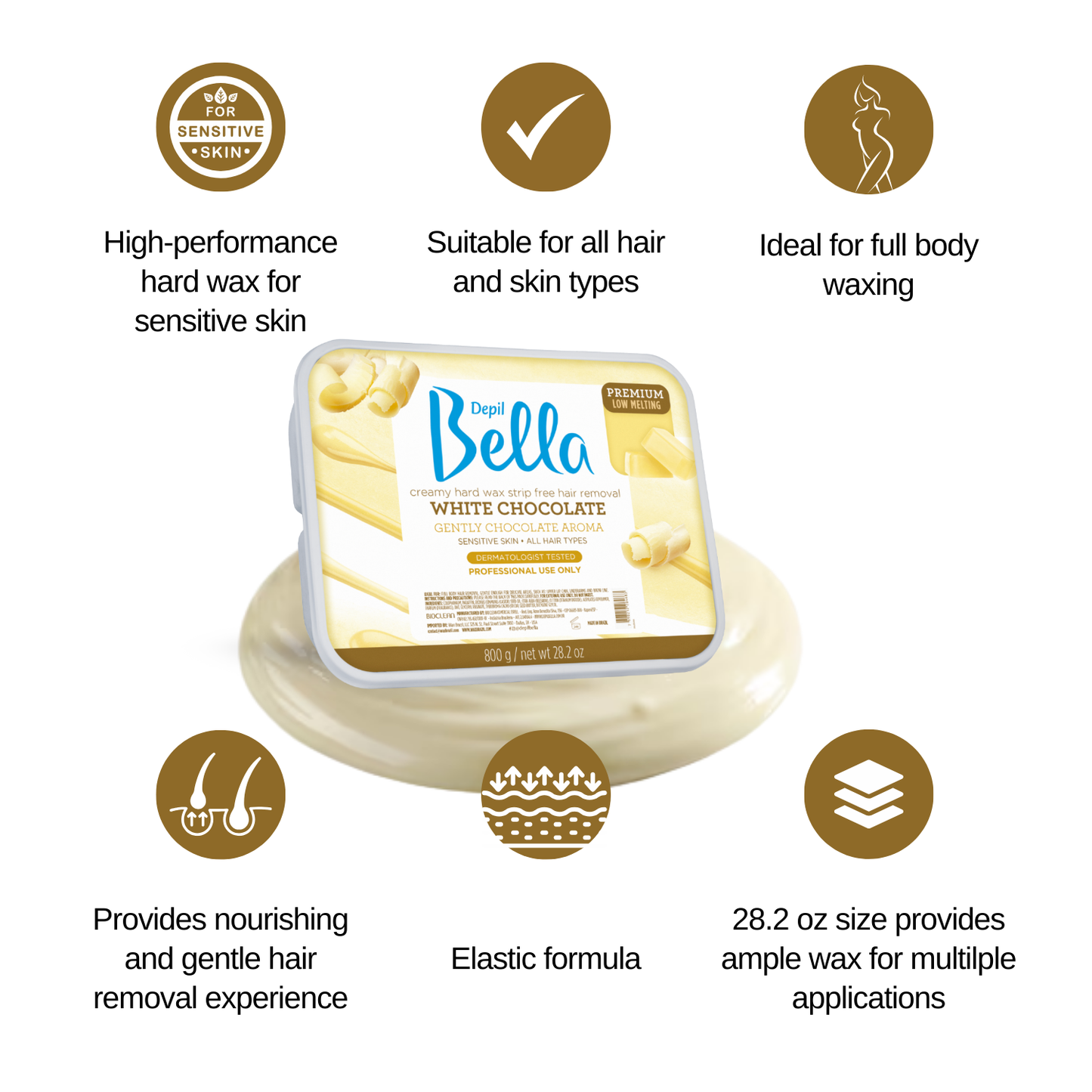 White Chocolate Hard Wax Depil Bella – Salon-Quality Stripless Wax for Smooth Skin