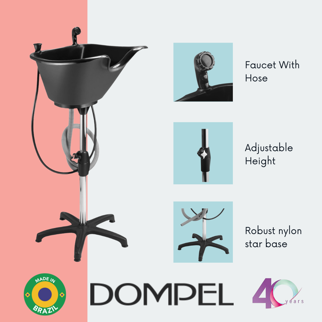 Bundle Wash Unit, Portable Shampoo Sink, Includes Drain Hose and Faucet with Hose, Headrest and Set of 4 Hair Brushes. - Dompel-HAIR STYLIST-DOMPEL
