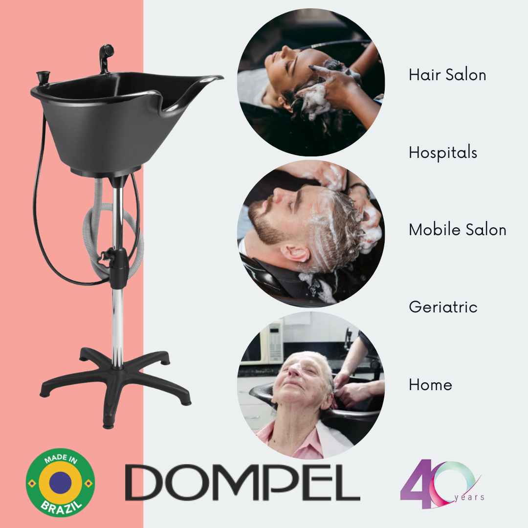 Bundle Wash Unit, Portable Shampoo Sink, Includes Drain Hose and Faucet with Hose, Headrest and Set of 4 Hair Brushes. - Dompel-HAIR STYLIST-DOMPEL