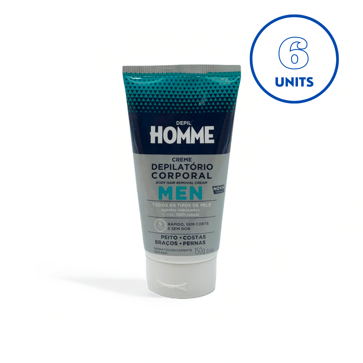 Depil HOMME Hair Removal Body Cream, Soothing Depilatory Cream 150g (6 Pack)