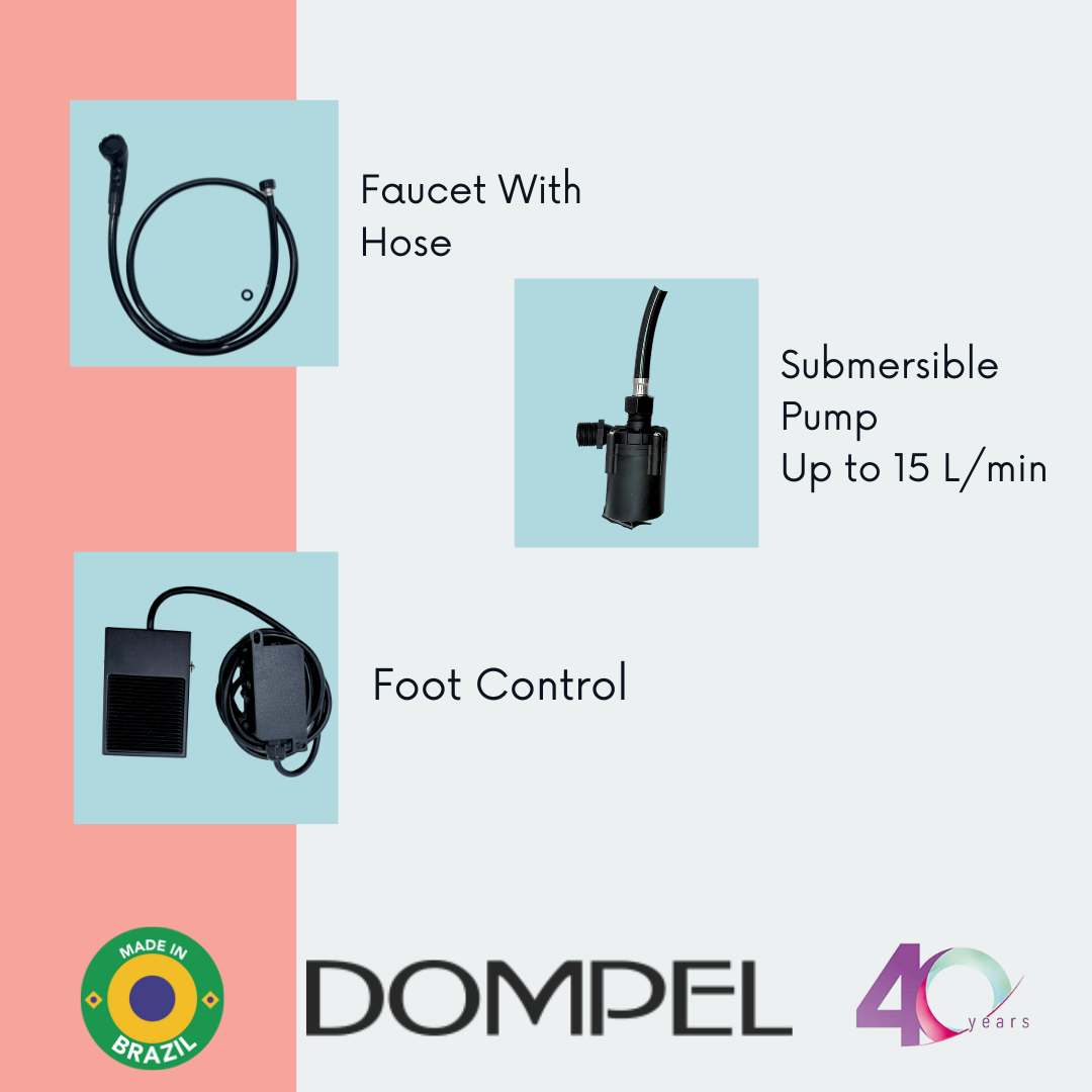 DOMPEL Portable Hair Washing Unit | with Electric Pump with Shower and Hose, Drainage Hose, Headrest and Hair Brush Set. Model 1891-HAIR STYLIST-DOMPEL