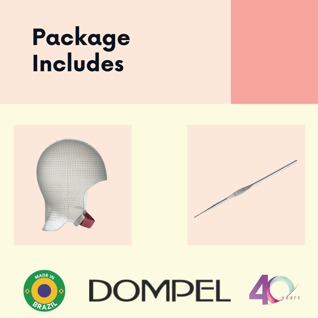 DOMPEL Sparta 2.4K Silicone Highlight Hair Cap Color White | 2,400 Strategically Positioned Holes | with metal needle (2 PCS)-HAIR STYLIST-DOMPEL