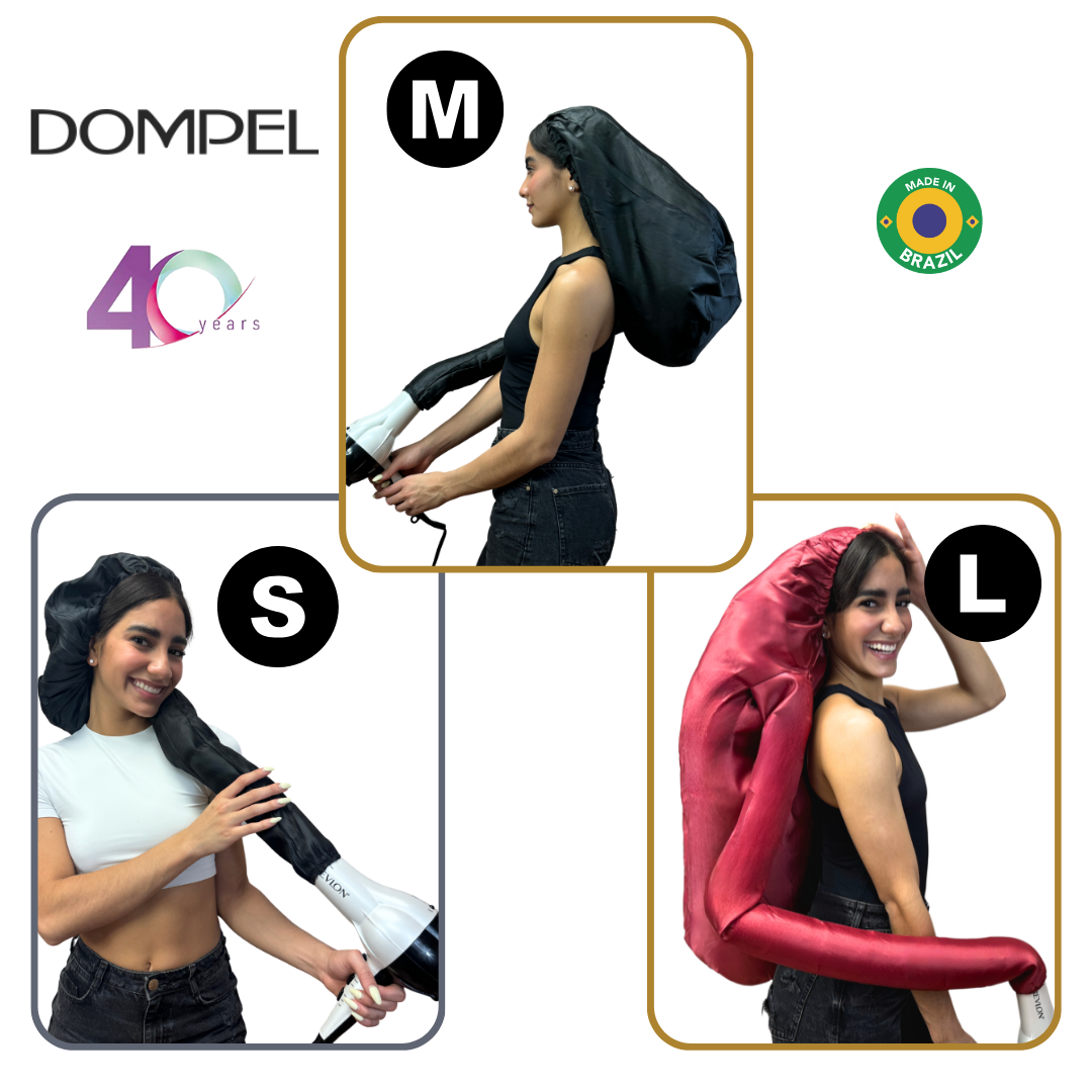 Dompel Black Satin Diffuser Cap | Enhance Hair Drying, Reduce Frizz, Protect Hair Elastic Band and Rubber Element for a Secure Fit (SIZE M)