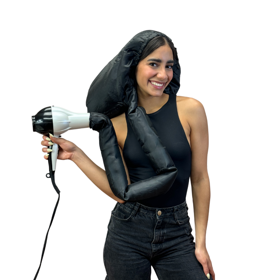 Dompel Black Satin Diffuser Cap | Enhance Hair Drying, Reduce Frizz, Protect Hair Elastic Band and Rubber Element for a Secure Fit (SIZE M)