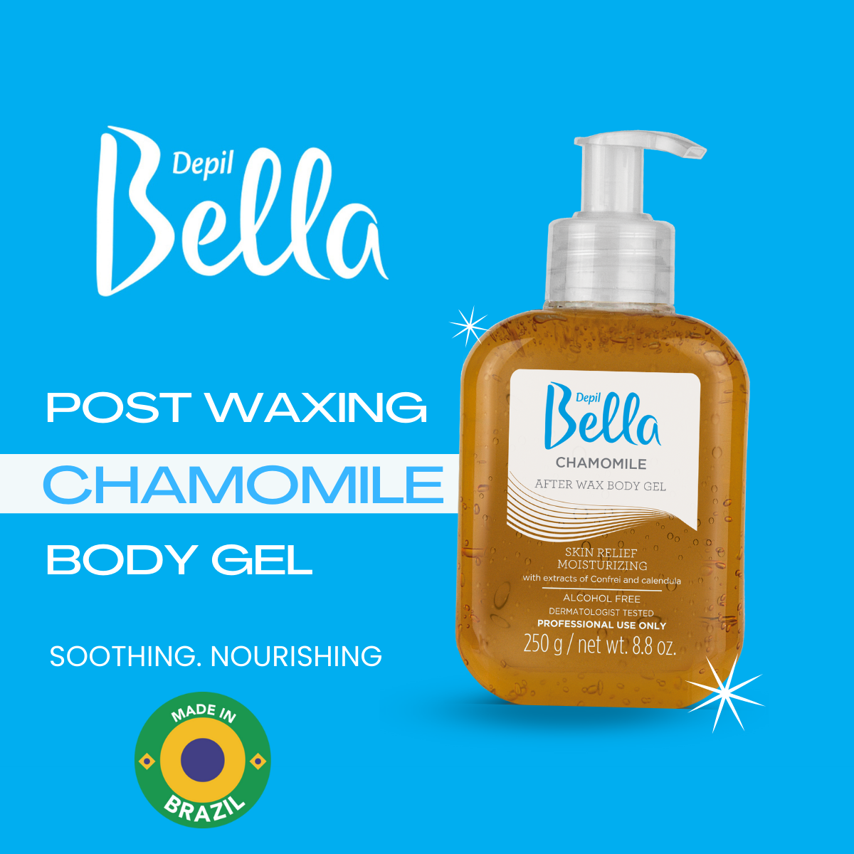 Depil Bella Chamomile Post-Waxing Body Gel 250g (6 Units Offer)-LOTIONS-DEPILBELLA
