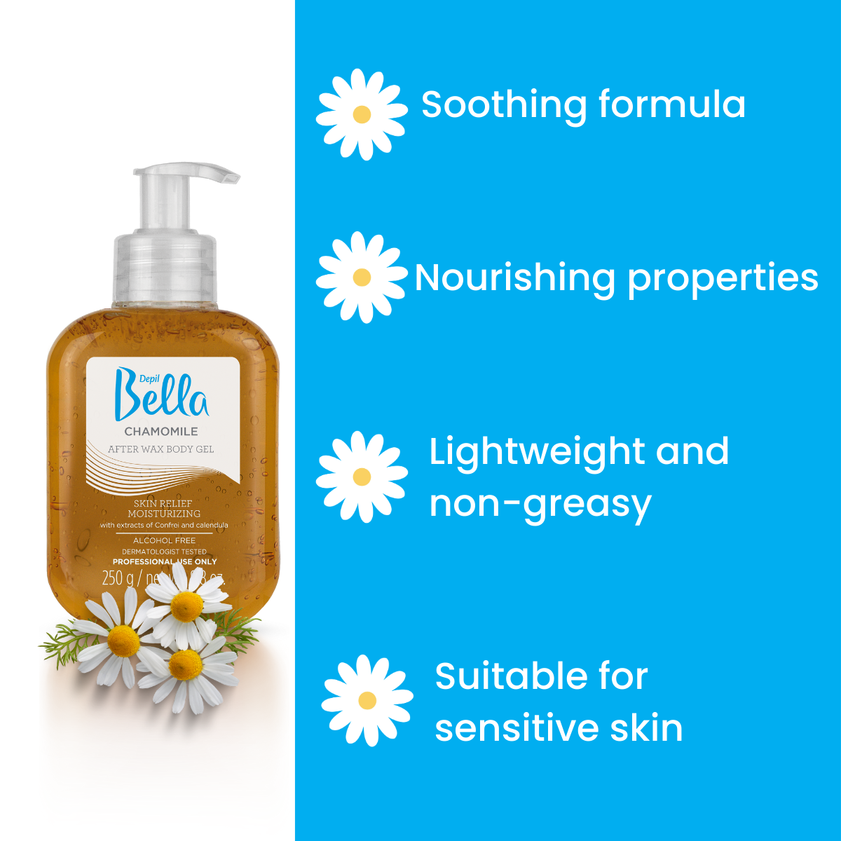 Depil Bella Chamomile Post-Waxing Body Gel 250g (6 Units Offer)-LOTIONS-DEPILBELLA