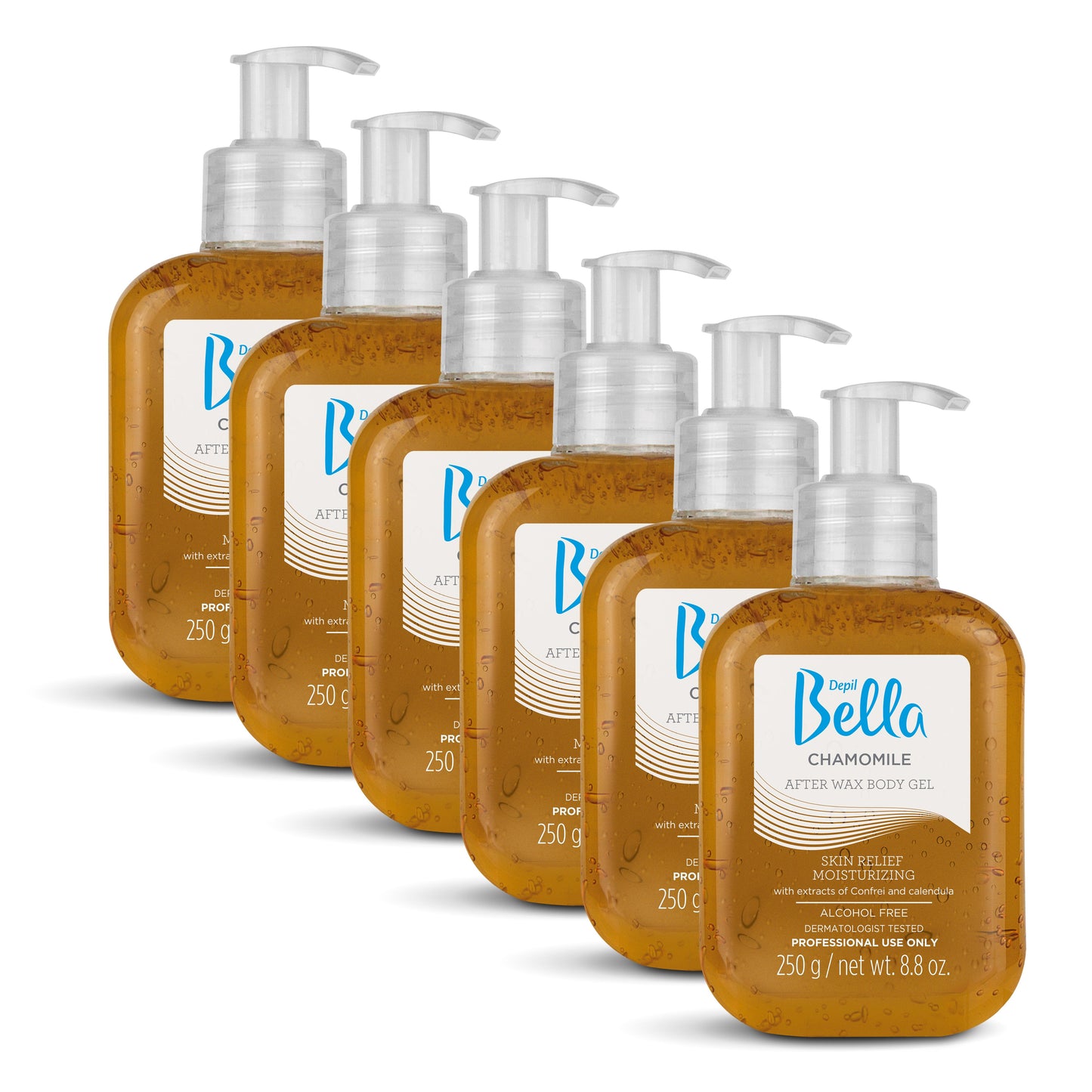 Depil Bella Chamomile Post-Waxing Body Gel 250g (6 Units Offer)-LOTIONS-DEPILBELLA