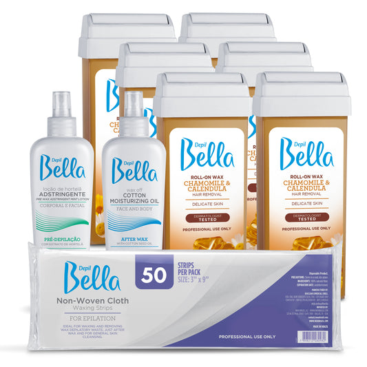Depil Bella Chamomile and Calendula Roll-On Depilatory Wax, 3.52oz, (6 PACK+ ADD)-SOFTWAX-DEPILBELLA