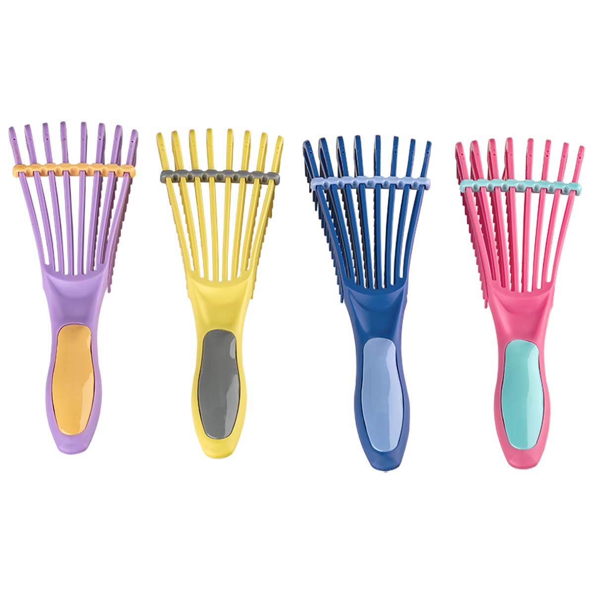 Dompel Caracol Curl Brush Set - 4 Piece Set (Yellow, Pink, Purple, Blue) - Antistatic Brush with Soft, Flexible Bristles, Specifically Designed for the Curl Brushing Routine.-HAIR STYLIST-DOMPEL