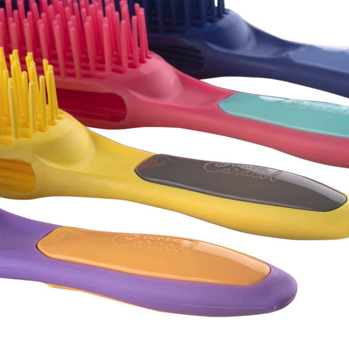 Dompel Caracol Curl Brush Set - 4 Piece Set (Yellow, Pink, Purple, Blue) - Antistatic Brush with Soft, Flexible Bristles, Specifically Designed for the Curl Brushing Routine.-HAIR STYLIST-DOMPEL
