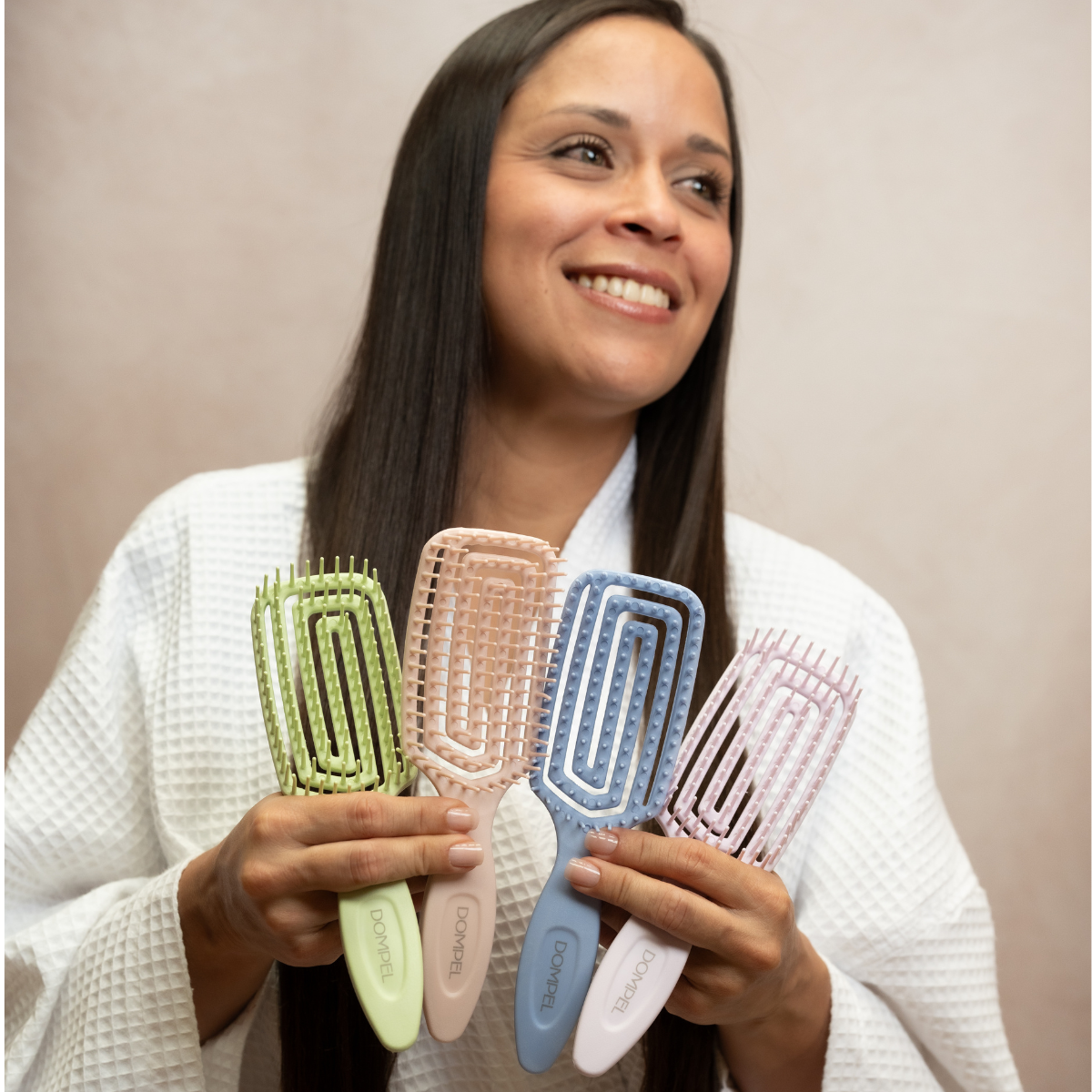 Dompel Hair Brush Inca – Set of 4 Detangling Brushes for Hair Extensions, Prevents Snagging on Tape, Keratin, Microlink, and Weft Bases – Colors Lilac, Rosé, Green, Blue-HAIR STYLIST-DOMPEL