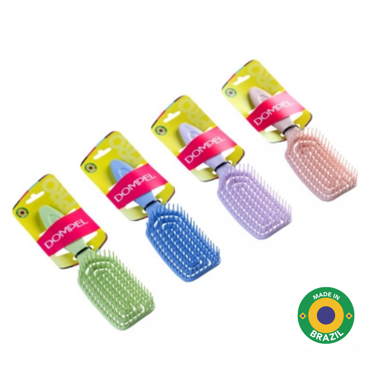Dompel Hair Brush Inca – Set of 4 Detangling Brushes for Hair Extensions, Prevents Snagging on Tape, Keratin, Microlink, and Weft Bases – Colors Lilac, Rosé, Green, Blue-HAIR STYLIST-DOMPEL