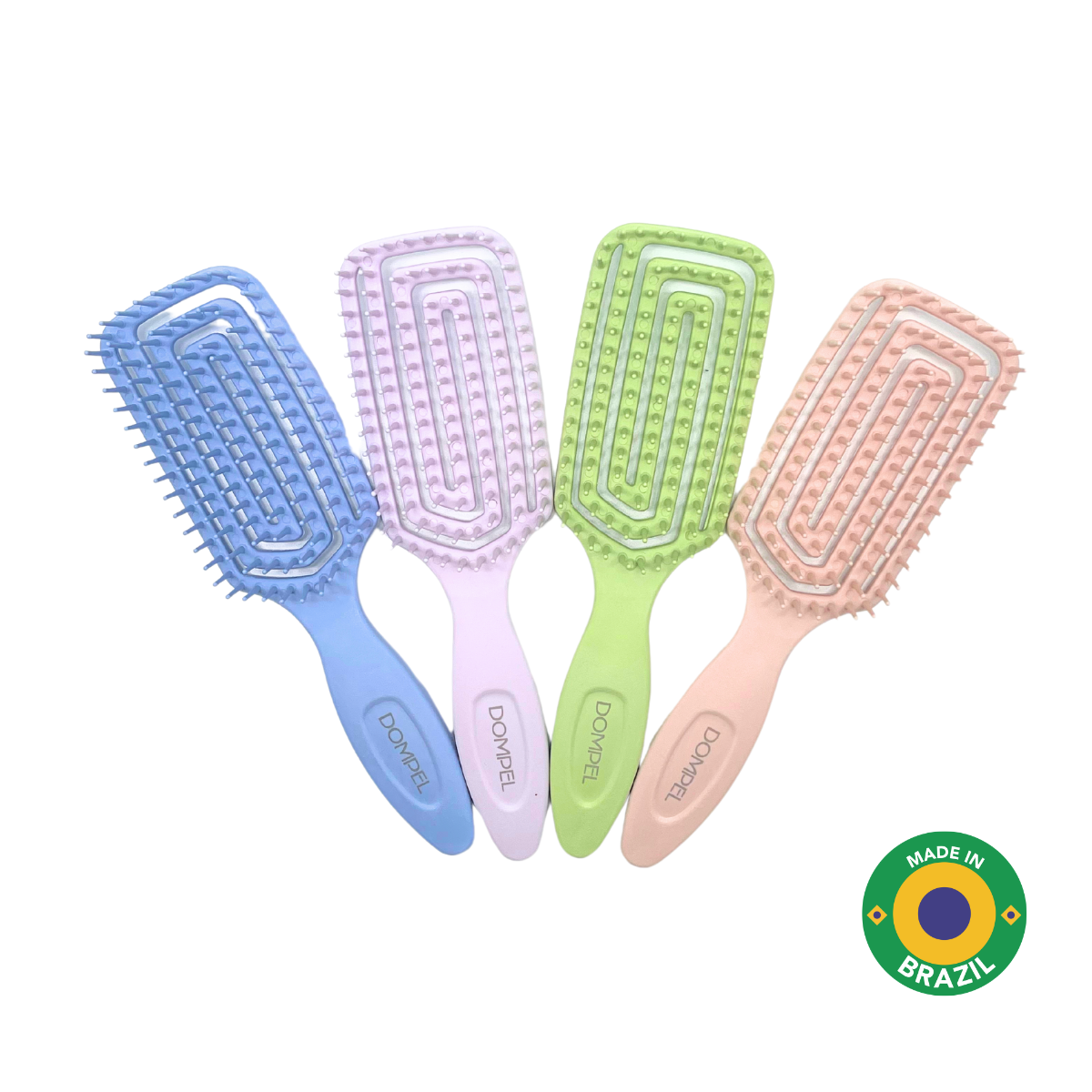 Dompel Hair Brush Inca – Set of 4 Detangling Brushes for Hair Extensions, Prevents Snagging on Tape, Keratin, Microlink, and Weft Bases – Colors Lilac, Rosé, Green, Blue-HAIR STYLIST-DOMPEL