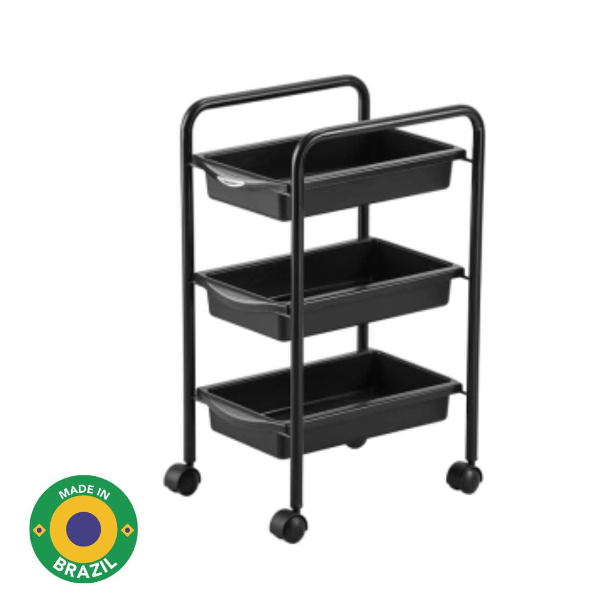Dompel Manicure Smart Trolley Model 5046-1 – Professional Salon Organizer with 3 Removable Trays, Steel Structure, and Mobile Nylon Casters, Black-HAIR STYLIST-DOMPEL