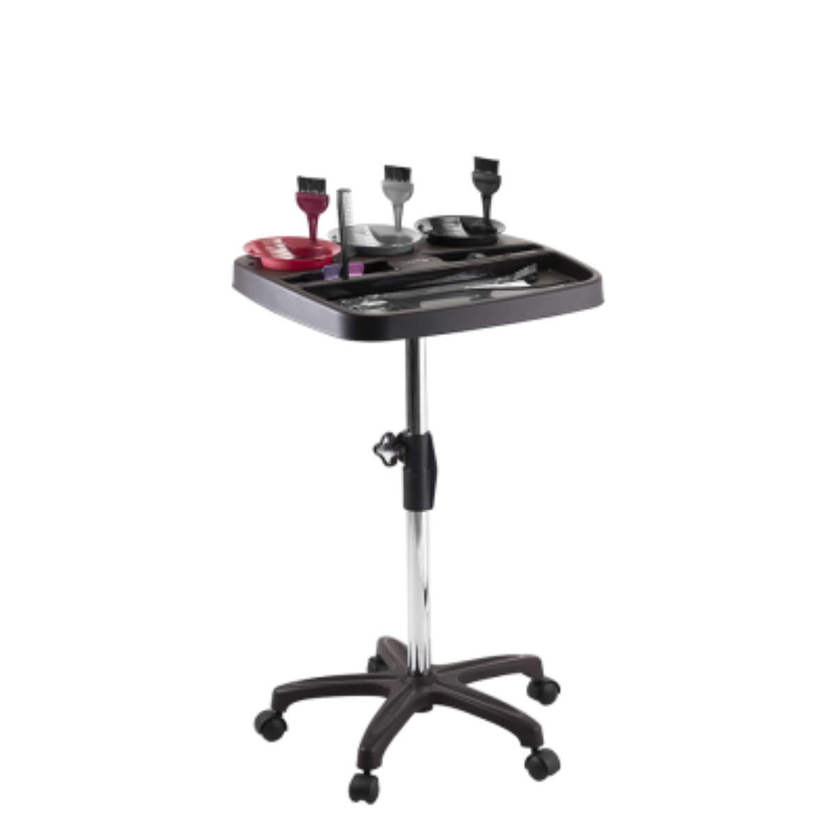 Dompel Multicolor Hair Color Trolley with 3 Bowls and Brushes Model 470-HAIR STYLIST-DOMPEL