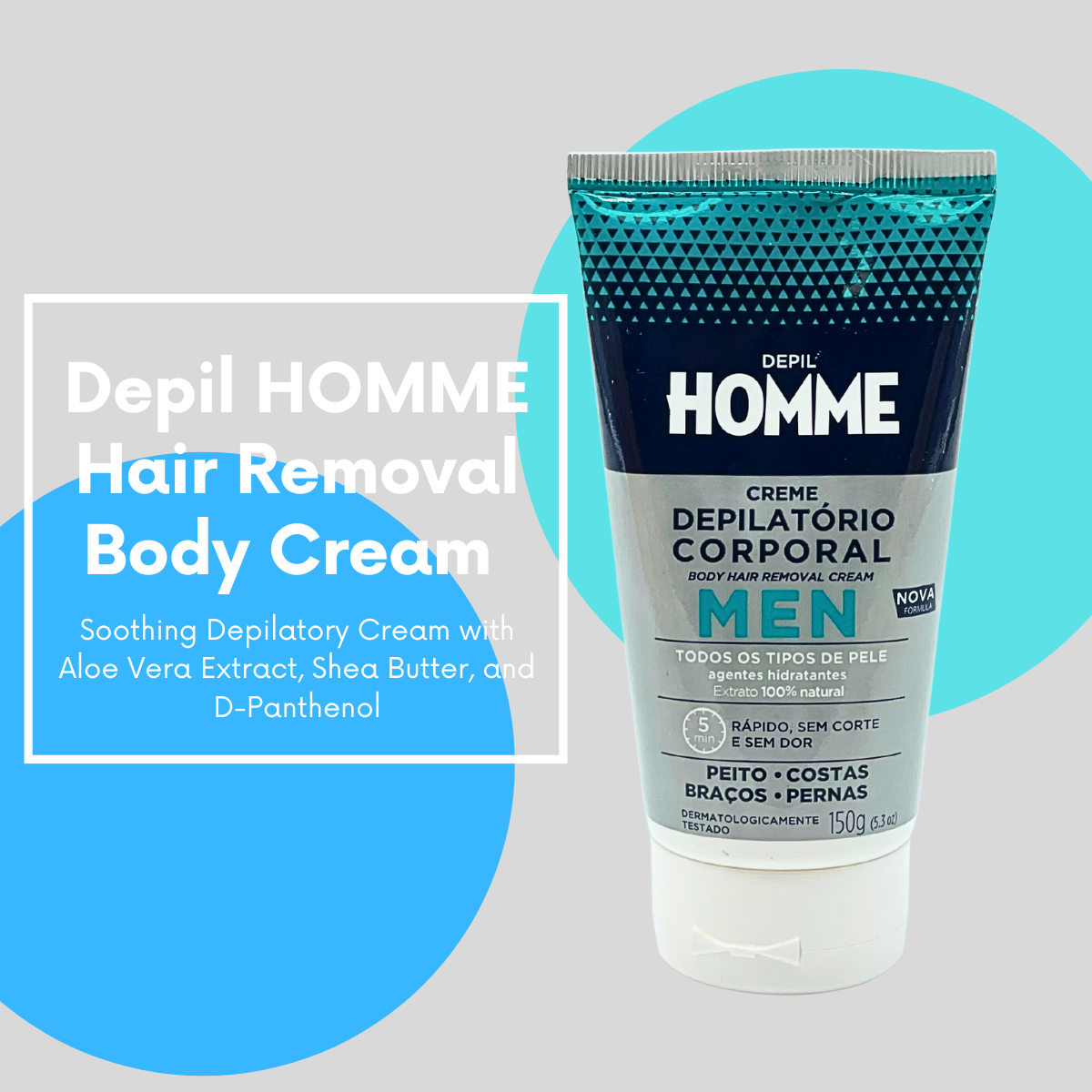 Depil HOMME Hair Removal Body Cream, Soothing Depilatory Cream 150g