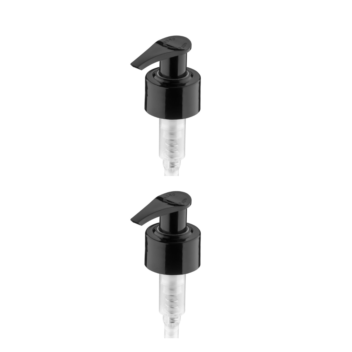 Dompel Pump valves, color black, thread 28/410, made with stainless steel springs and glass balls, Model 303-A1. (Pump heads only, bottles not included) - depilcompany