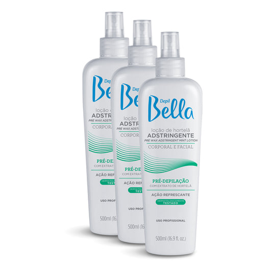 Depil Bella Pre Waxing Astringent Lotion with Mint Extract 500ml (3 Units Offer) - Depilcompany