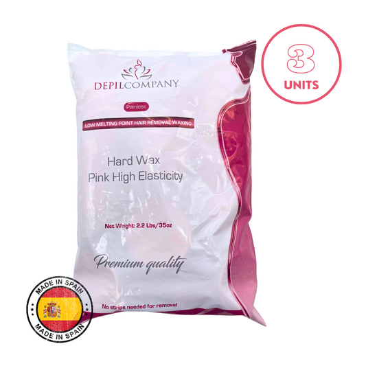 Depilcompany Hard Wax Pink – Cera dura profesional de alto rendimiento con ingredientes activos especiales – 22 lbs. (3 UND)