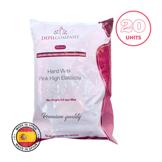Depilcompany Hard Wax Pink – Cera dura profesional de alto rendimiento con ingredientes activos especiales – 22 lbs. (20 UND)