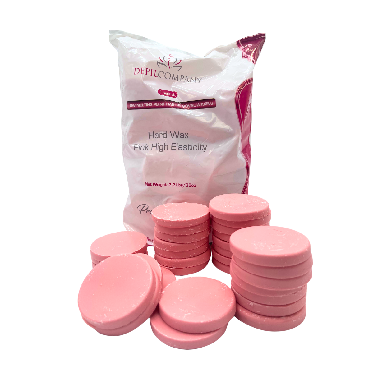 Depilcompany Hard Wax Pink – Cera dura profesional de alto rendimiento con ingredientes activos especiales – 2.2 lbs. (20 UND)