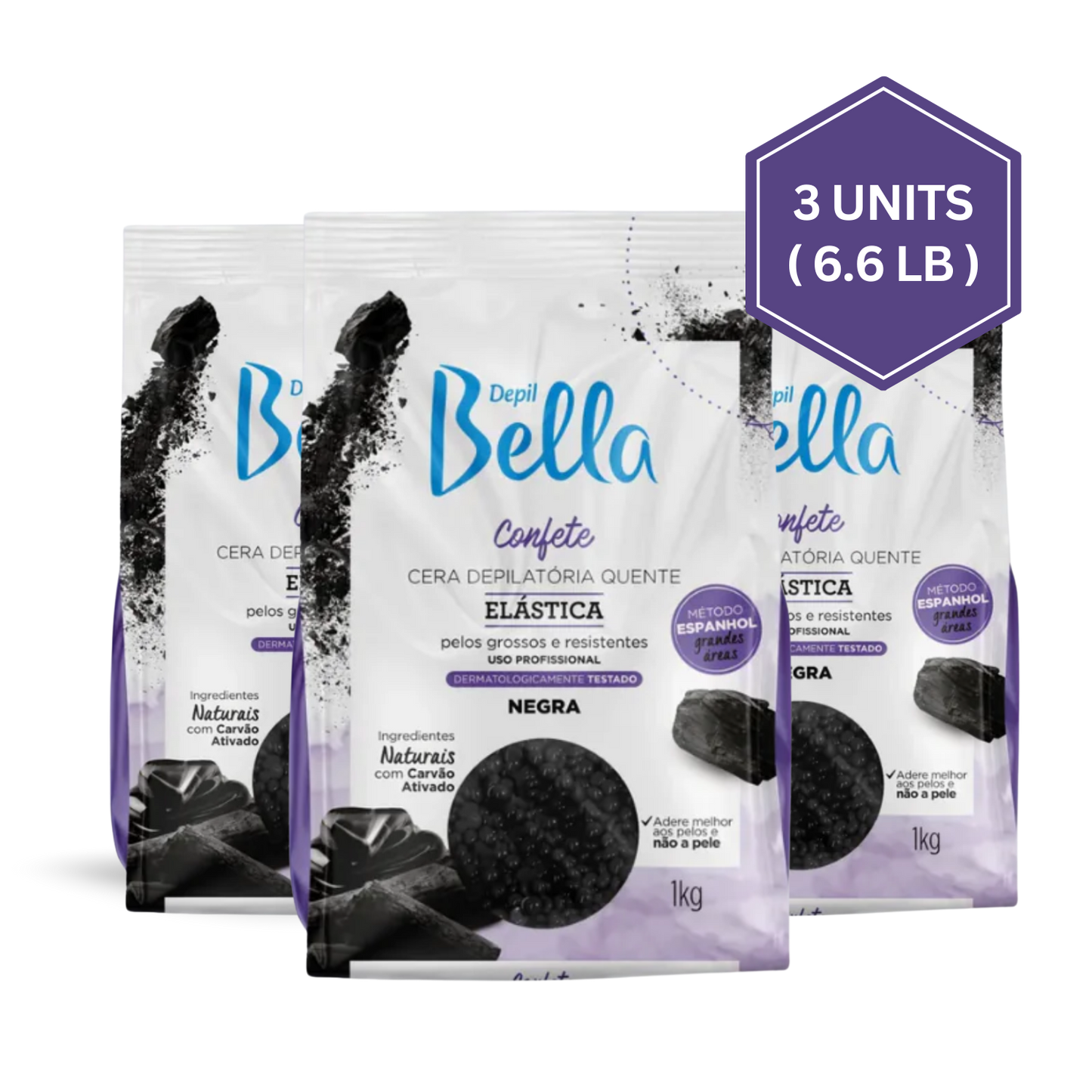 Perlas de cera dura Depil Bella Black Confetti: perlas de cera profesionales para vello grueso y fino