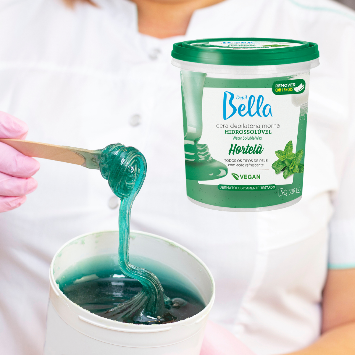 Depil Bella Full Body Sugar Wax Mint, Depiladora 1300g - depilcompany