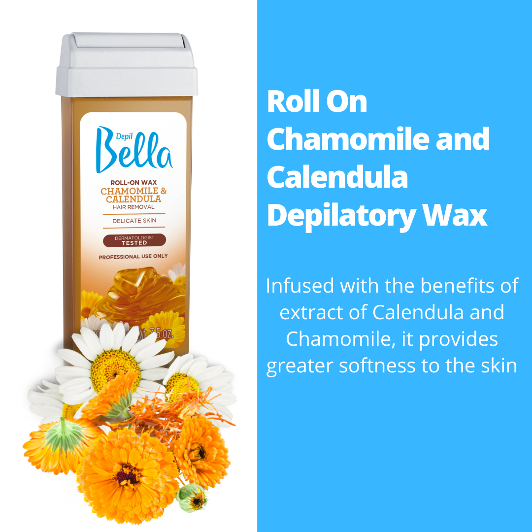 Depil Bella Chamomile and Calendula Roll-On Depilatory Wax, 3.52oz (2 Units Offer)
