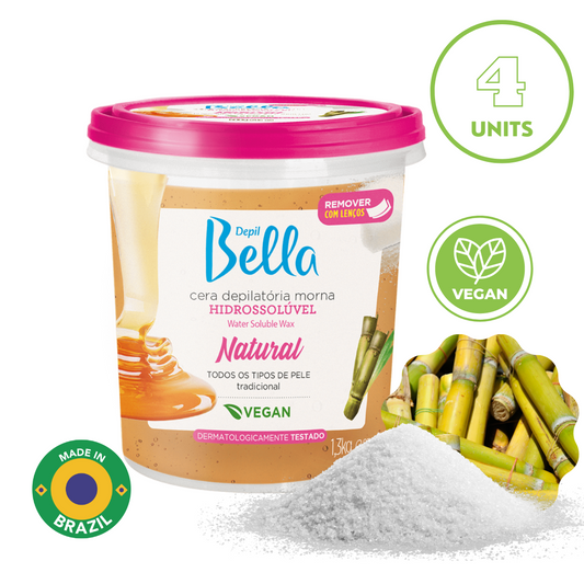 Depil Bella Full Body Sugar Wax Natural, Hair Remover 1300g (4 Units Offer)