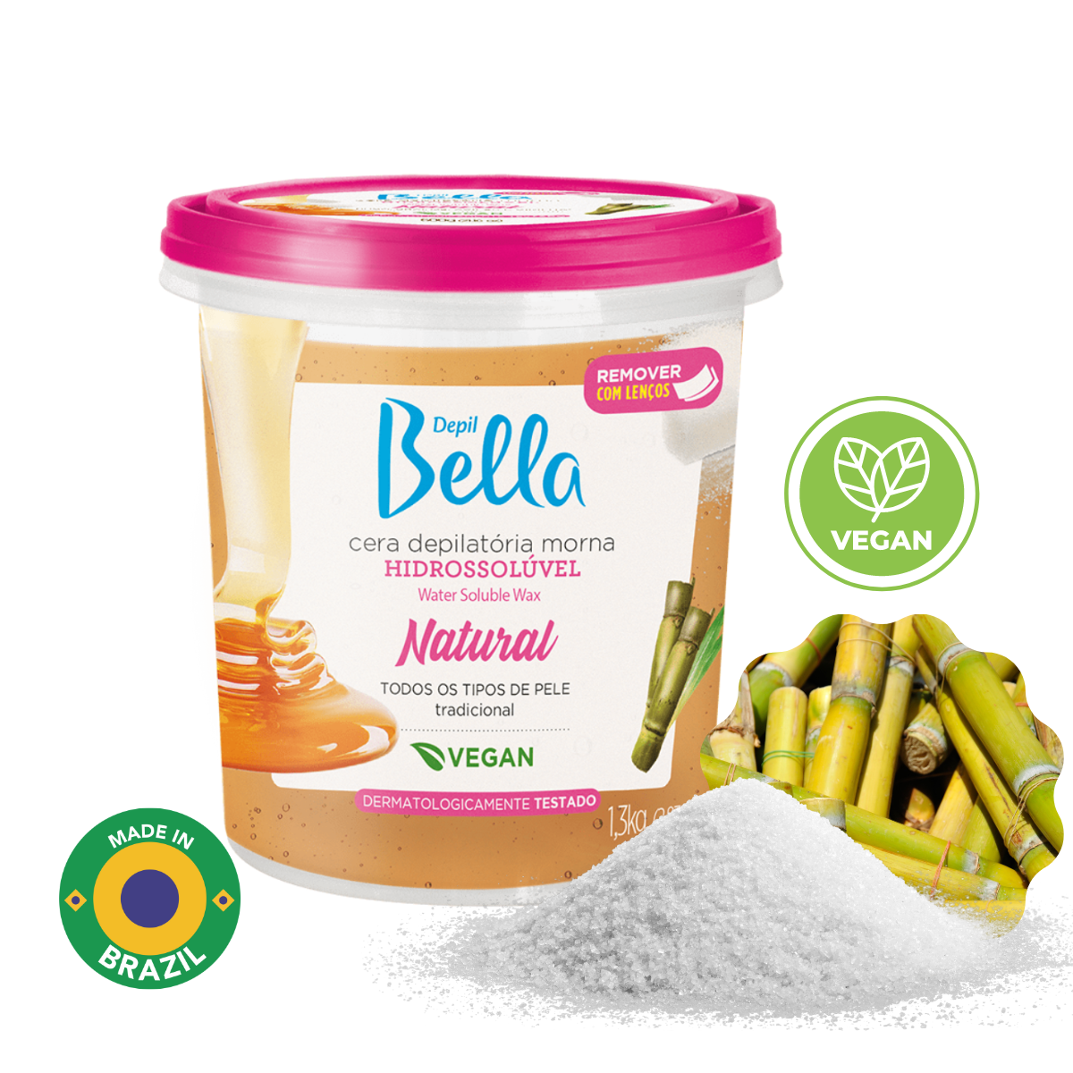 Depil Bella Cera de Azúcar de Cuerpo Completo Natural, Depiladora 1300g