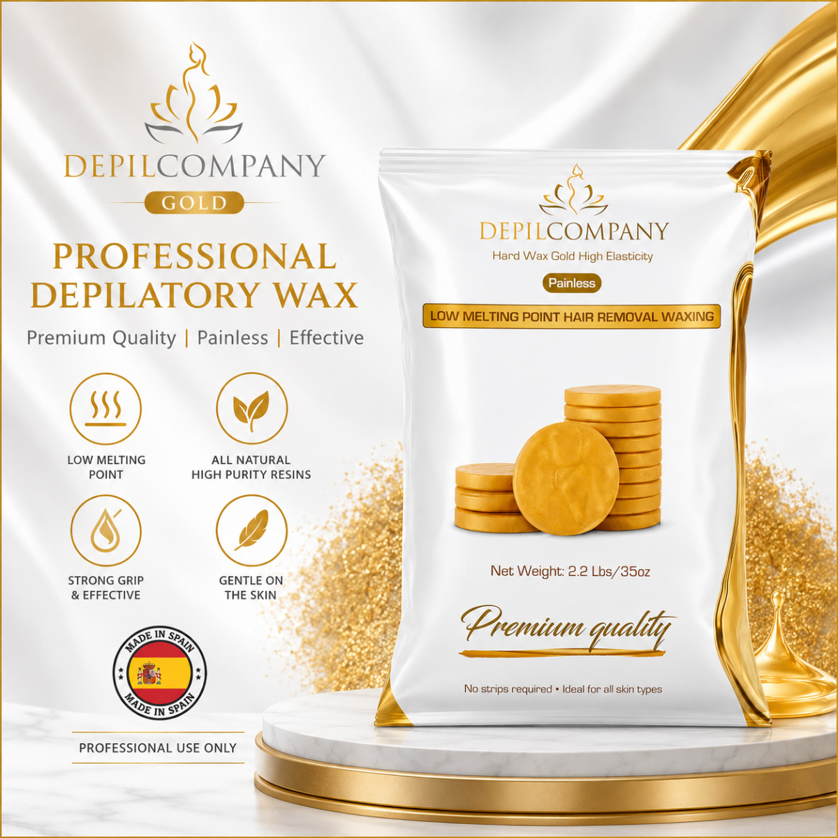 Depilcompany Gold Hard Wax – Salon-Grade Hair Removal for Estheticians & Spas