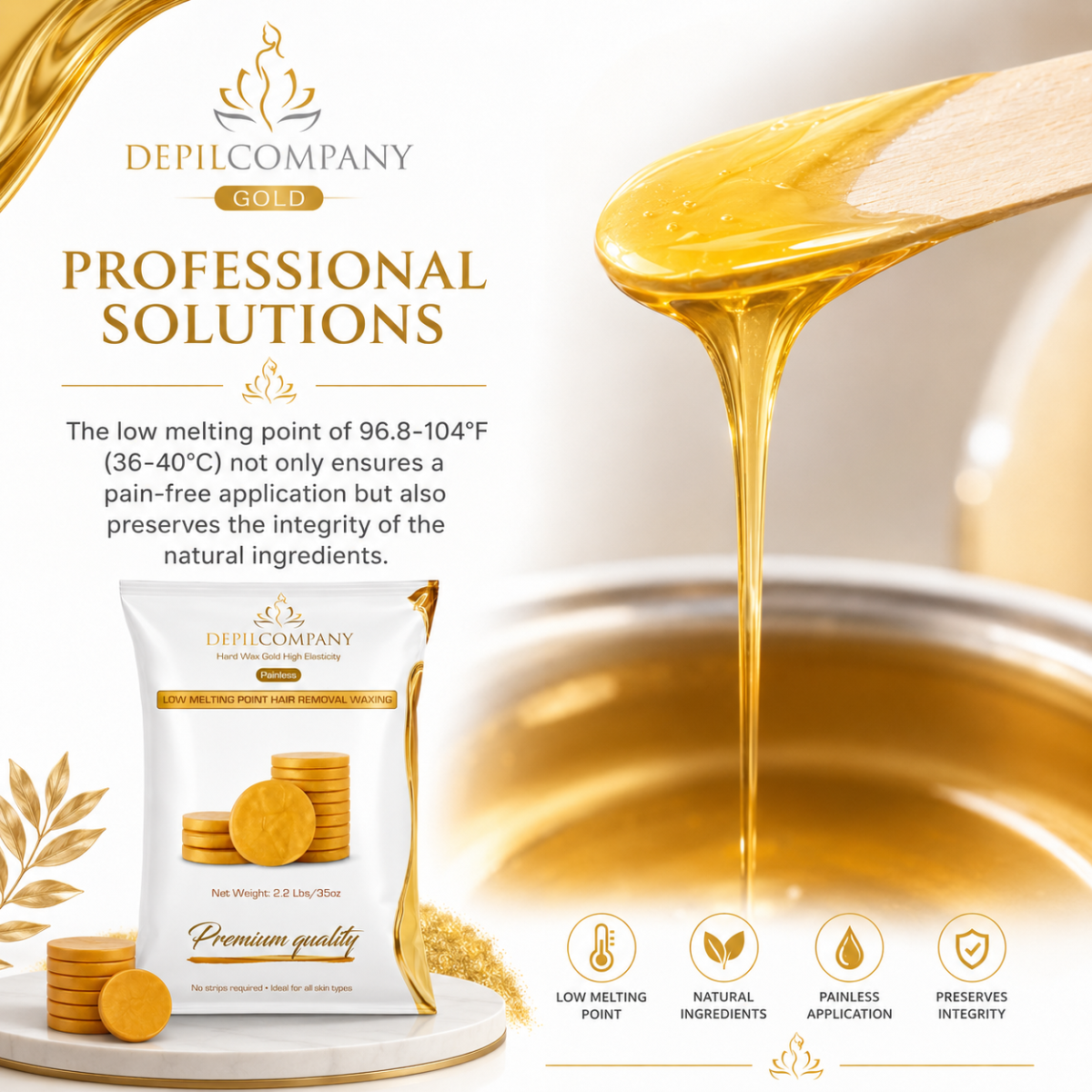 Depilcompany Gold Hard Wax – Salon-Grade Hair Removal for Estheticians & Spas