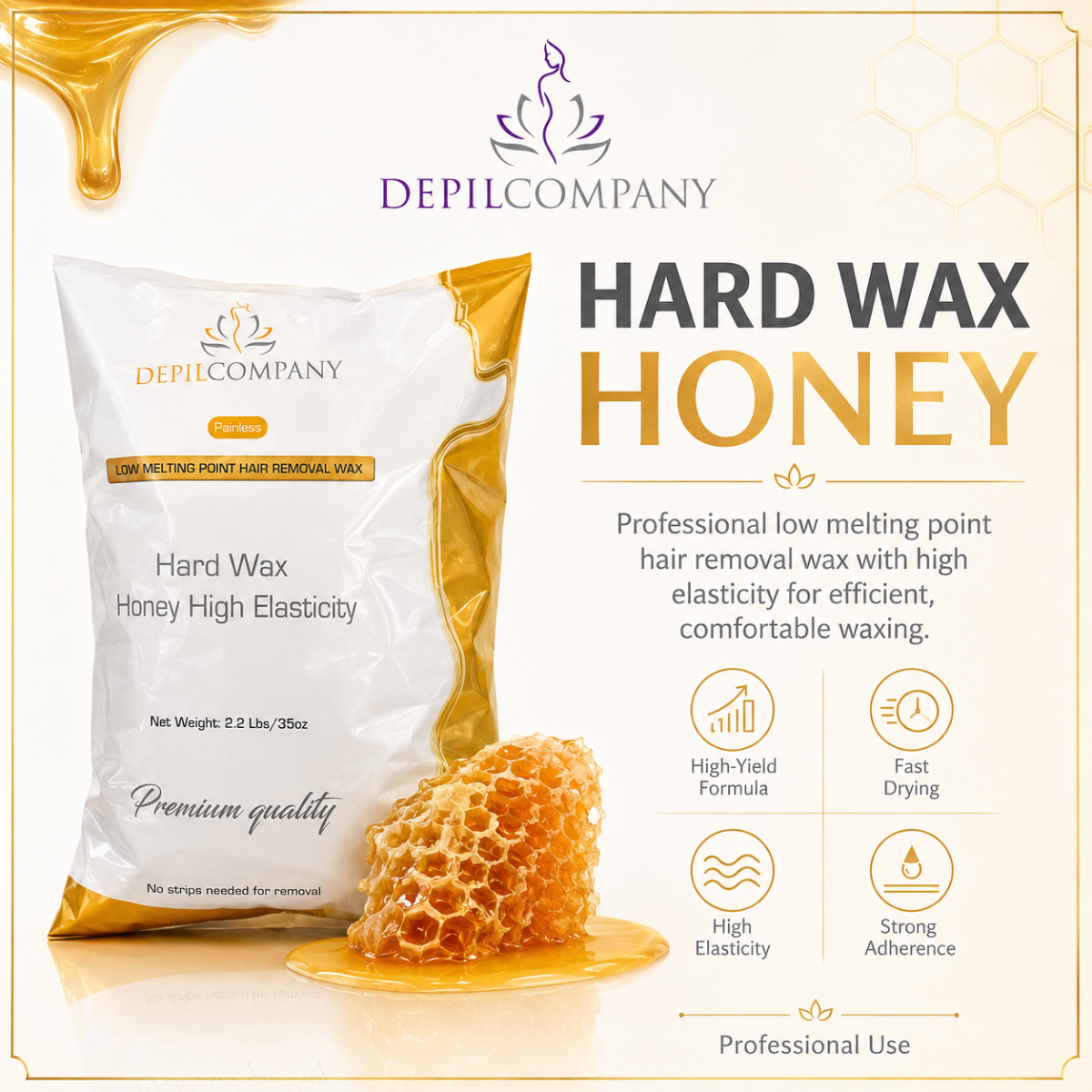 Depilcompany Honey Hard Wax – Best Stripless Wax for Sensitive Skin & Full-Body Waxing