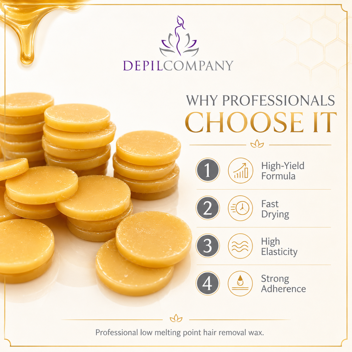 Depilcompany Honey Hard Wax – Best Stripless Wax for Sensitive Skin & Full-Body Waxing
