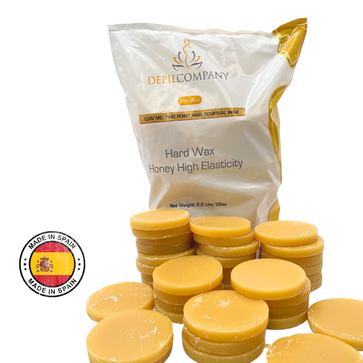 Depilcompany Hard Wax Honey – Professional High-Yield Hard Wax, 2.2 lbs (1 UND)