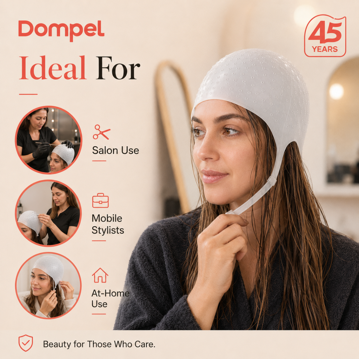 Dompel Silicone Highlight Hair Cap with Needle | Model 233 CA (2 PCS)