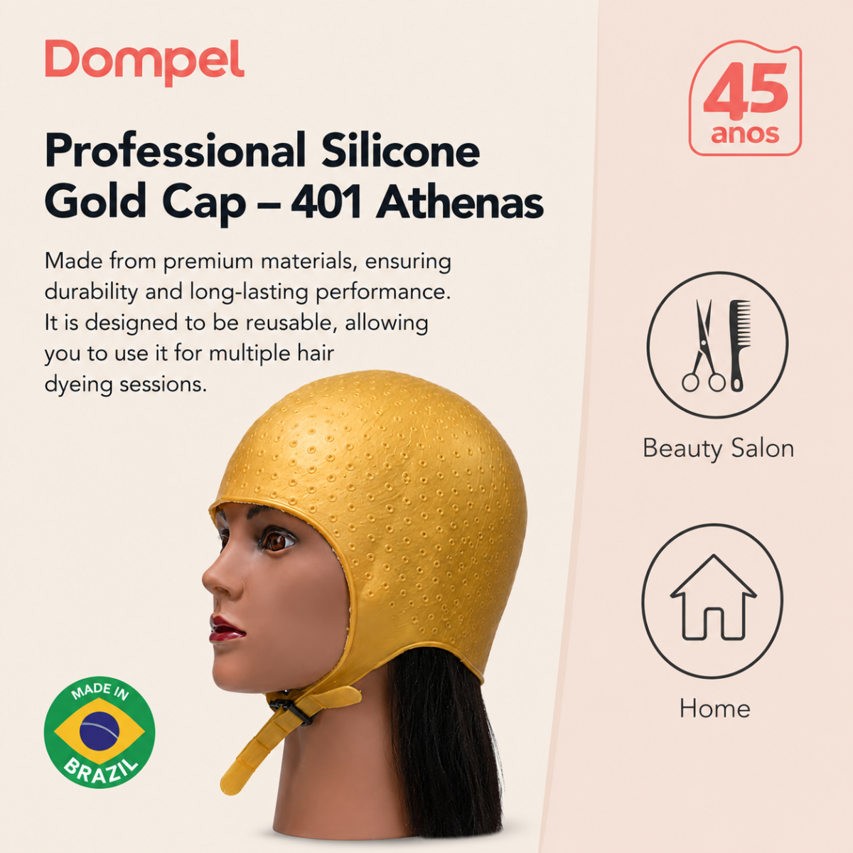 DOMPEL Silicone Highlight Hair Cap Color Gold | Type Athenas | Model 401-SA