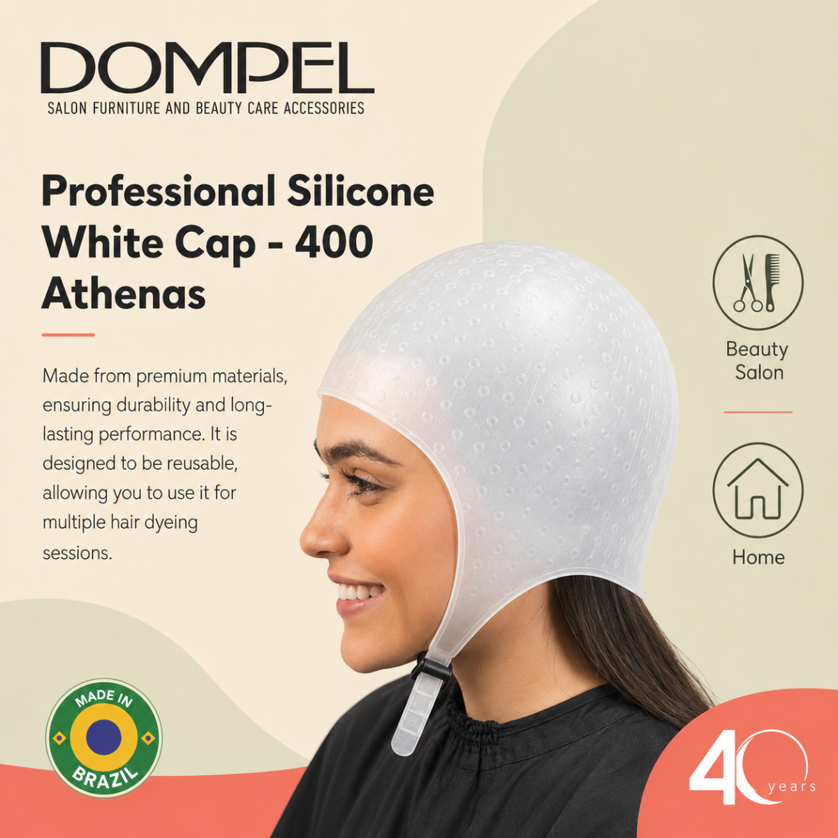DOMPEL Silicone Highlight Hair Cap Color White | Type Athenas | Model 400-SA