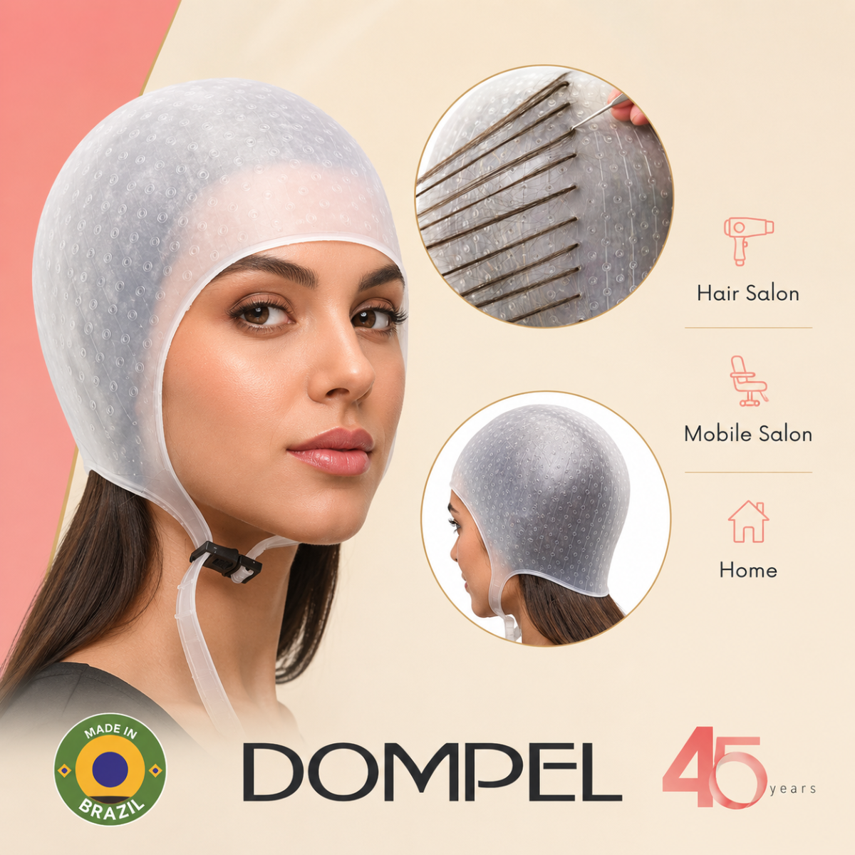 DOMPEL Silicone Highlight Hair Cap Color White | Type Athenas | Model 400-SA