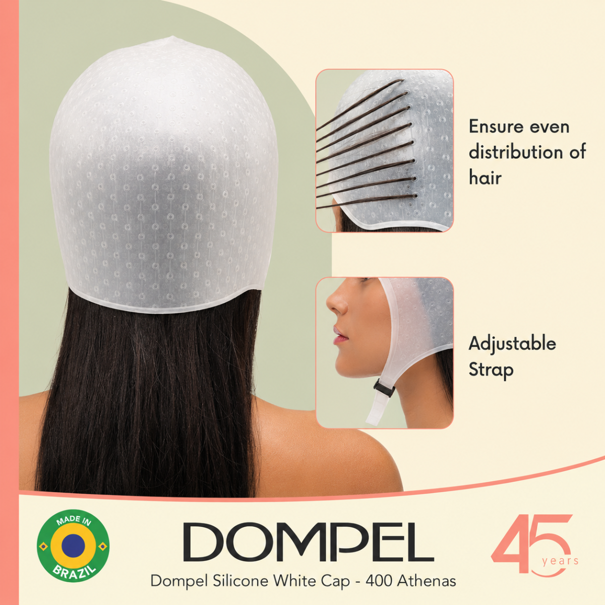 DOMPEL Silicone Highlight Hair Cap Color White | Type Athenas | Model 400-SA
