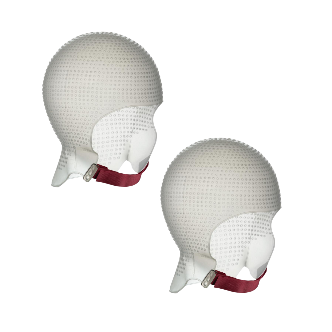DOMPEL Sparta 2.4K Silicone Highlight Hair Cap Color White | 2,400 Strategically Positioned Holes | with metal needle (2 PCS)