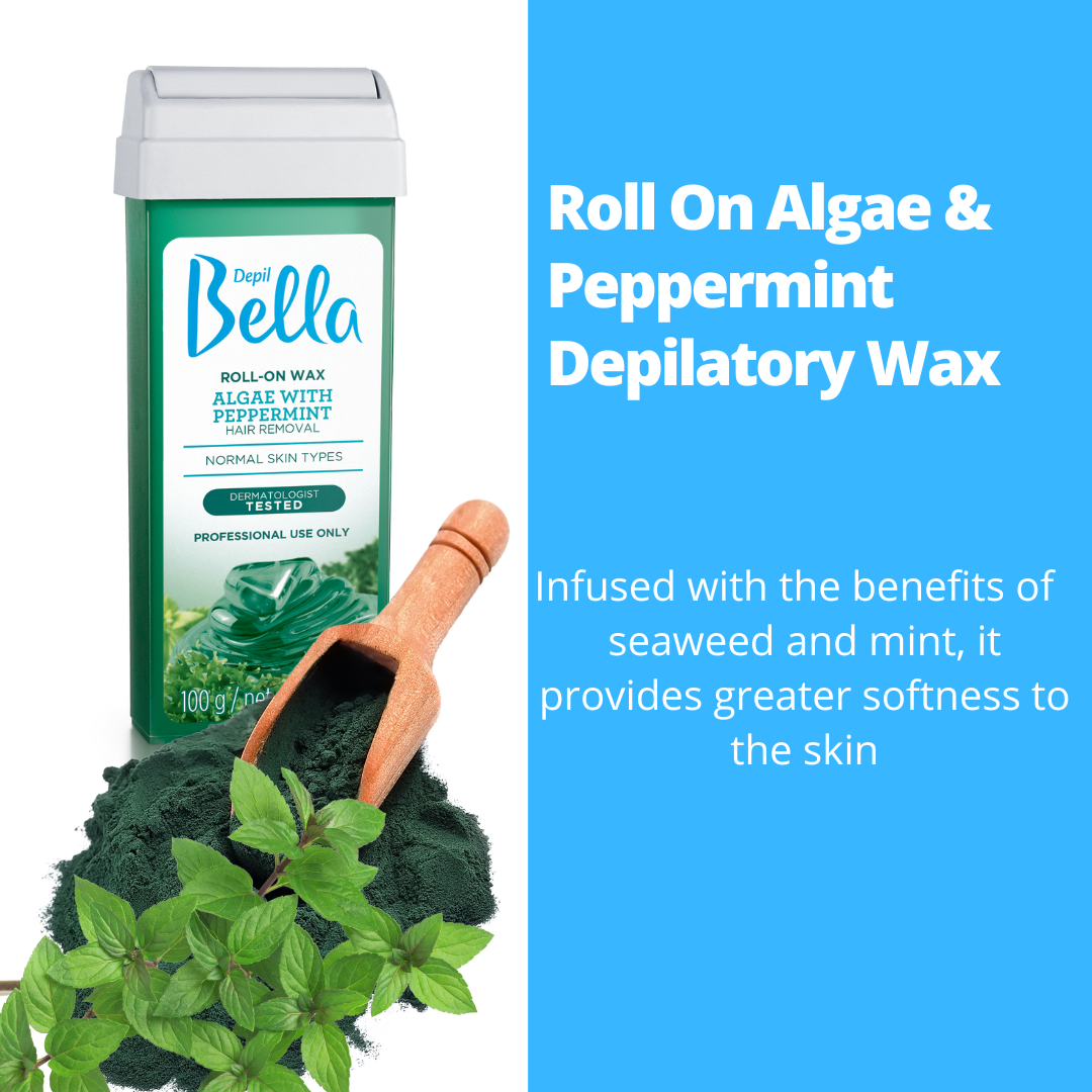 Depil Bella Algae with Peppermint Roll-On Depilatory Wax, 3.52oz (10 Units Offer)-SOFTWAX-DEPILBELLA