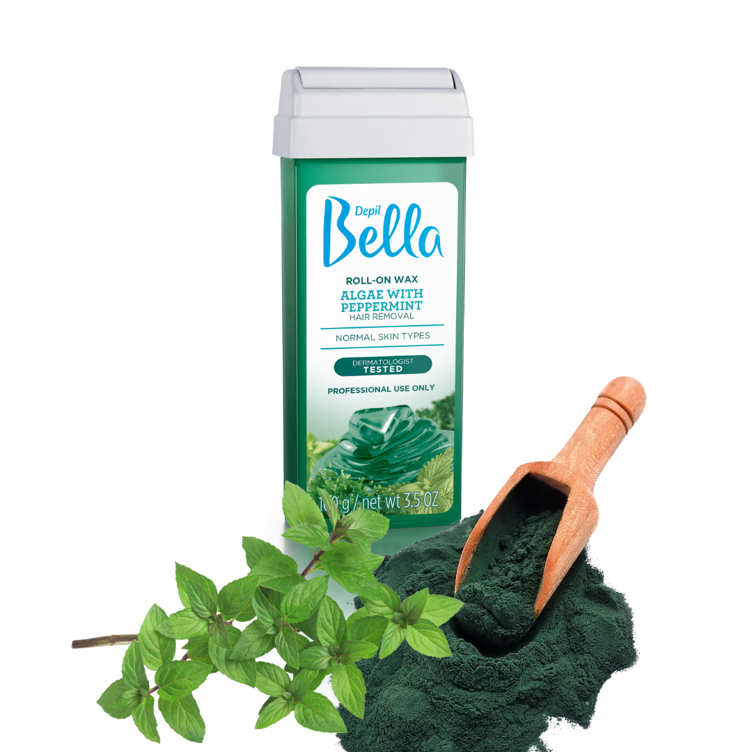 Depil Bella Algae with Peppermint Roll-On Depilatory Wax, 3.52oz (10 Units Offer)