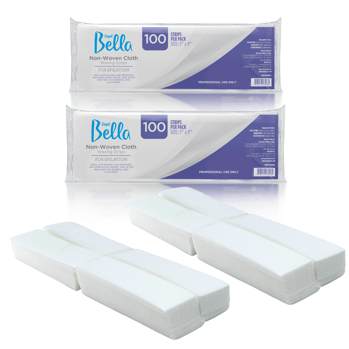 Depil Bella Bundle - 200 Non-Woven Cloths, 400 Eyebrow Wax Strips, 200 Wooden Wax Sticks, and Purple Plastic Case-ACCESSORIES-DEPILBELLA