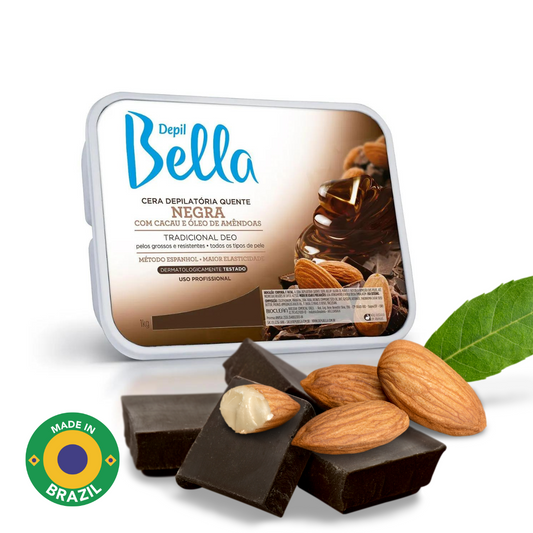 Depil Bella Hard Wax Black Chocolate - Cera depilatoria premium para cabello grueso, 2.2 LBS