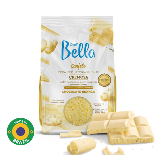 Depil Bella Cera depilatoria de confeti cremoso de chocolate blanco – Depilación suave para pieles sensibles, 2.2 libras