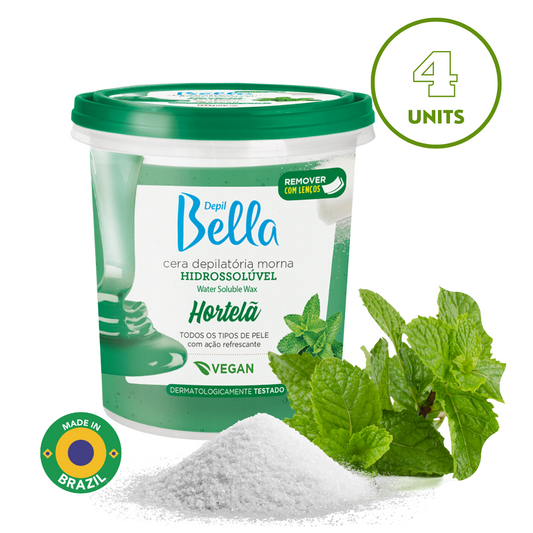 Depil Bella Full Body Sugar Wax Mint, Hair Remover, Vegan - 1300g (4 Units Offer)