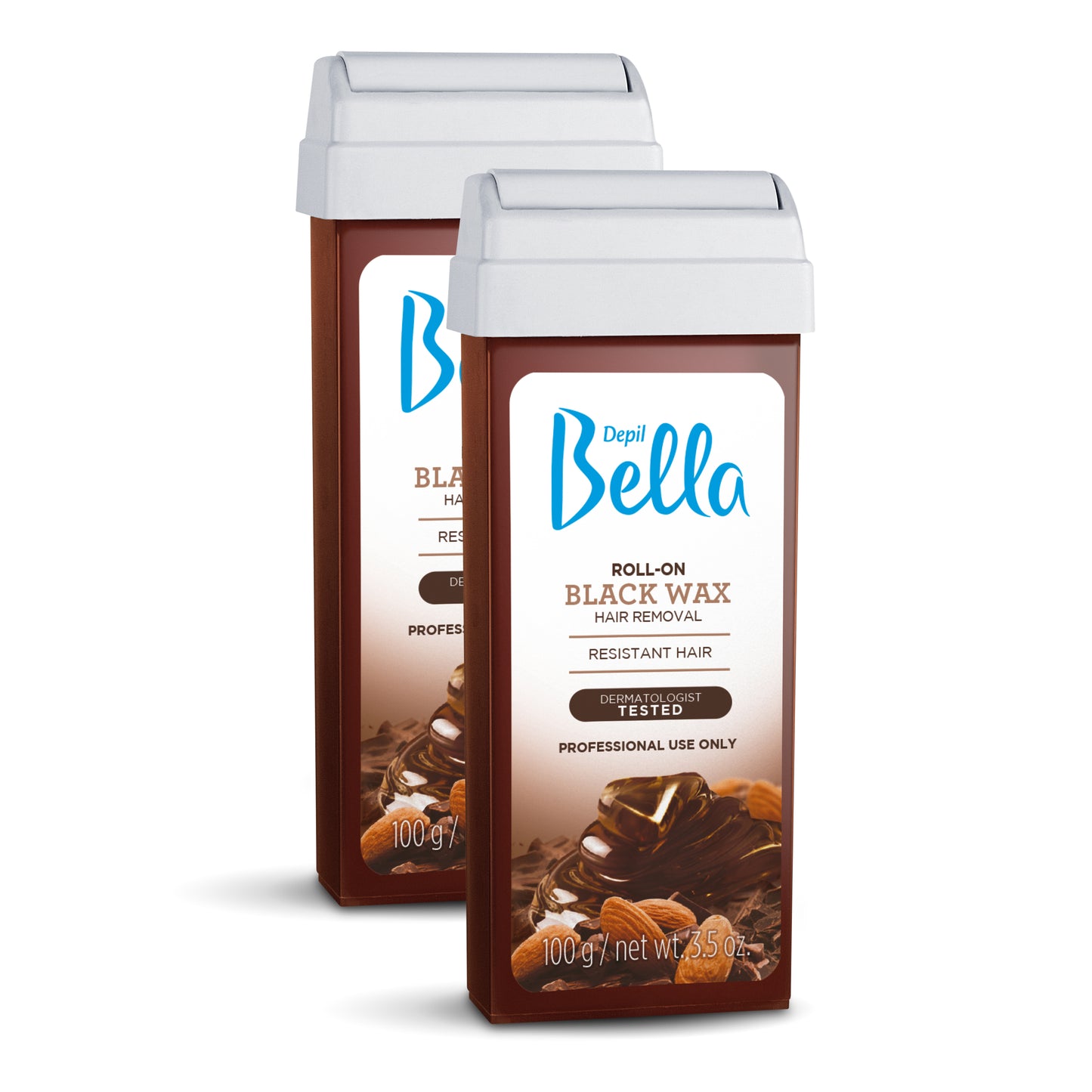Depil Bella Cera Negra Roll-On con Aceites de Almendras y Cacao - 3.52oz (Oferta 2 Unidades) - Compra cosmética profesional dedicada a la depilación