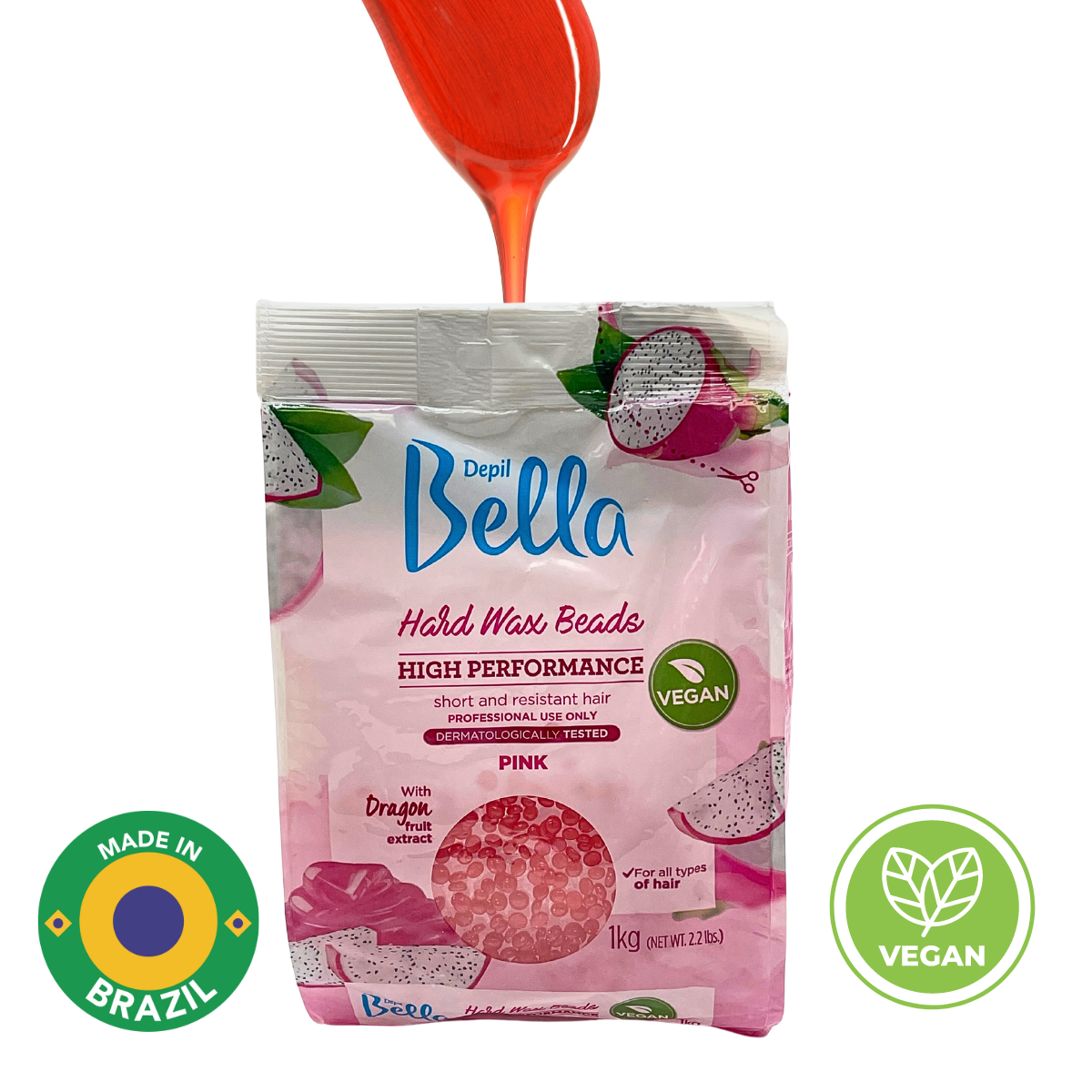 Depil Bella Pink Pitaya Confetti Hard Wax Beads - Depilación de alto rendimiento, vegano 2.2 lbs (oferta de 20 unidades)