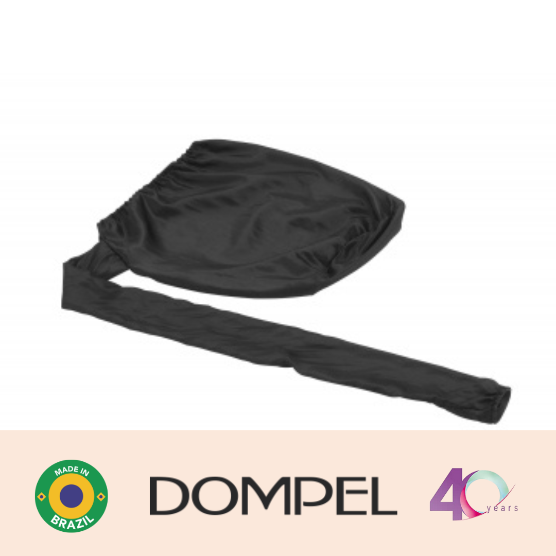 Gorro difusor de satén negro Dompel | Mejora el secado del cabello, reduce el frizz, protege el cabello Banda elástica y elemento de goma para un ajuste seguro (TALLA M) - ESTILISTA DE CABELLO - DOMPEL